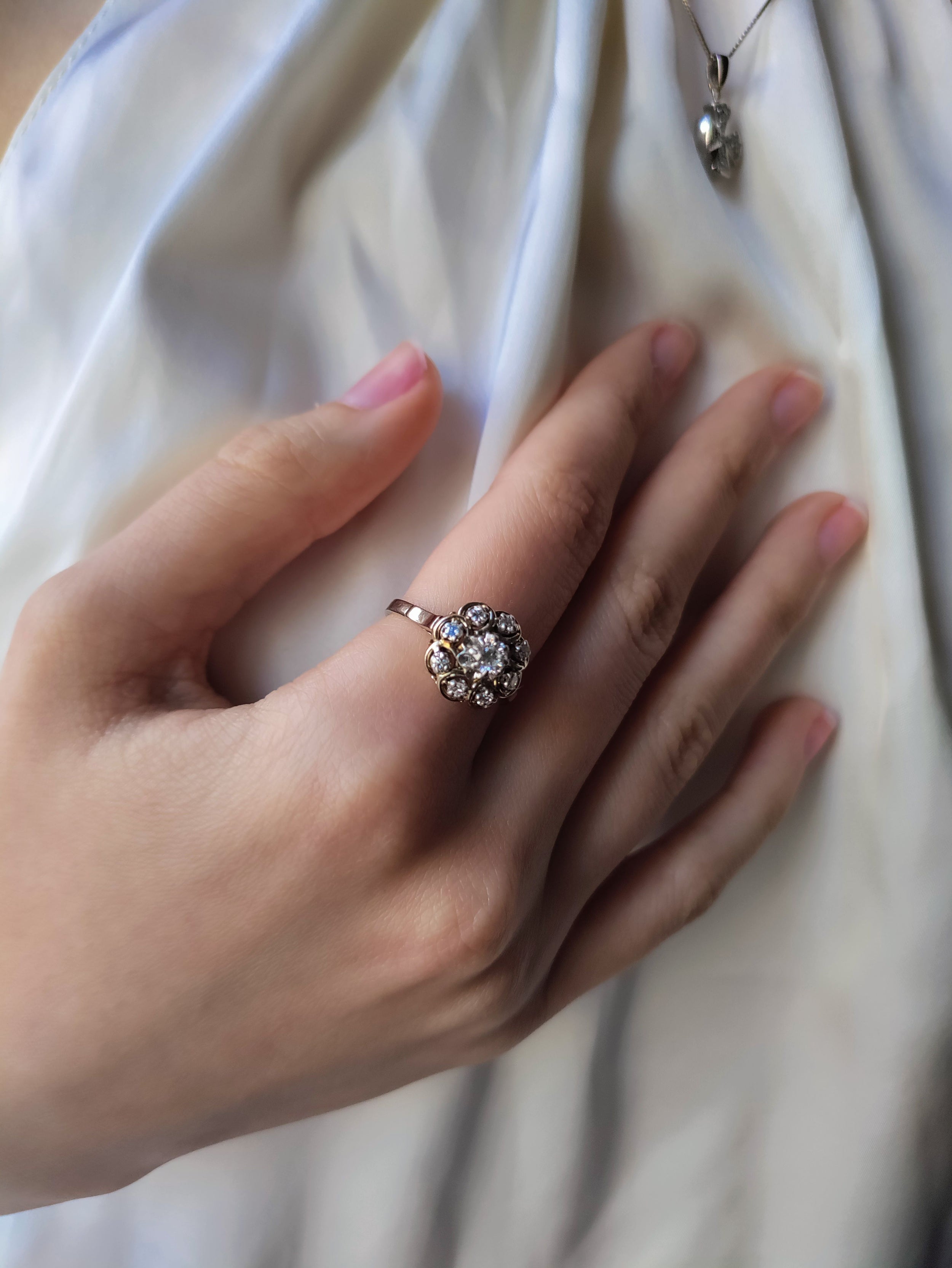 Bague Marguerite Diamants Or Blanc