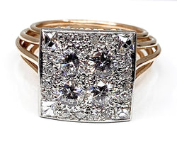 Bague en or jaune et or blanc 18 carats pavée de diamants