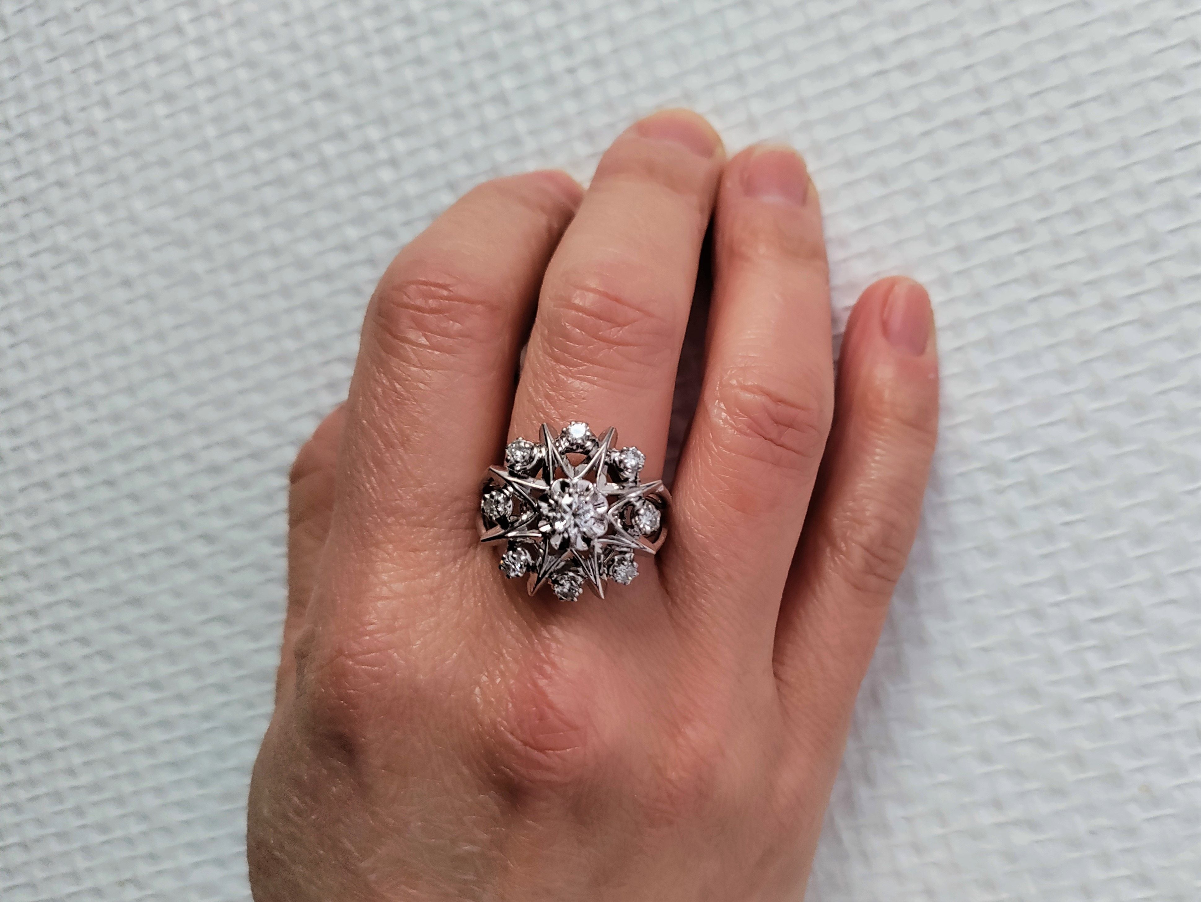 White Gold and Diamond Star Ring