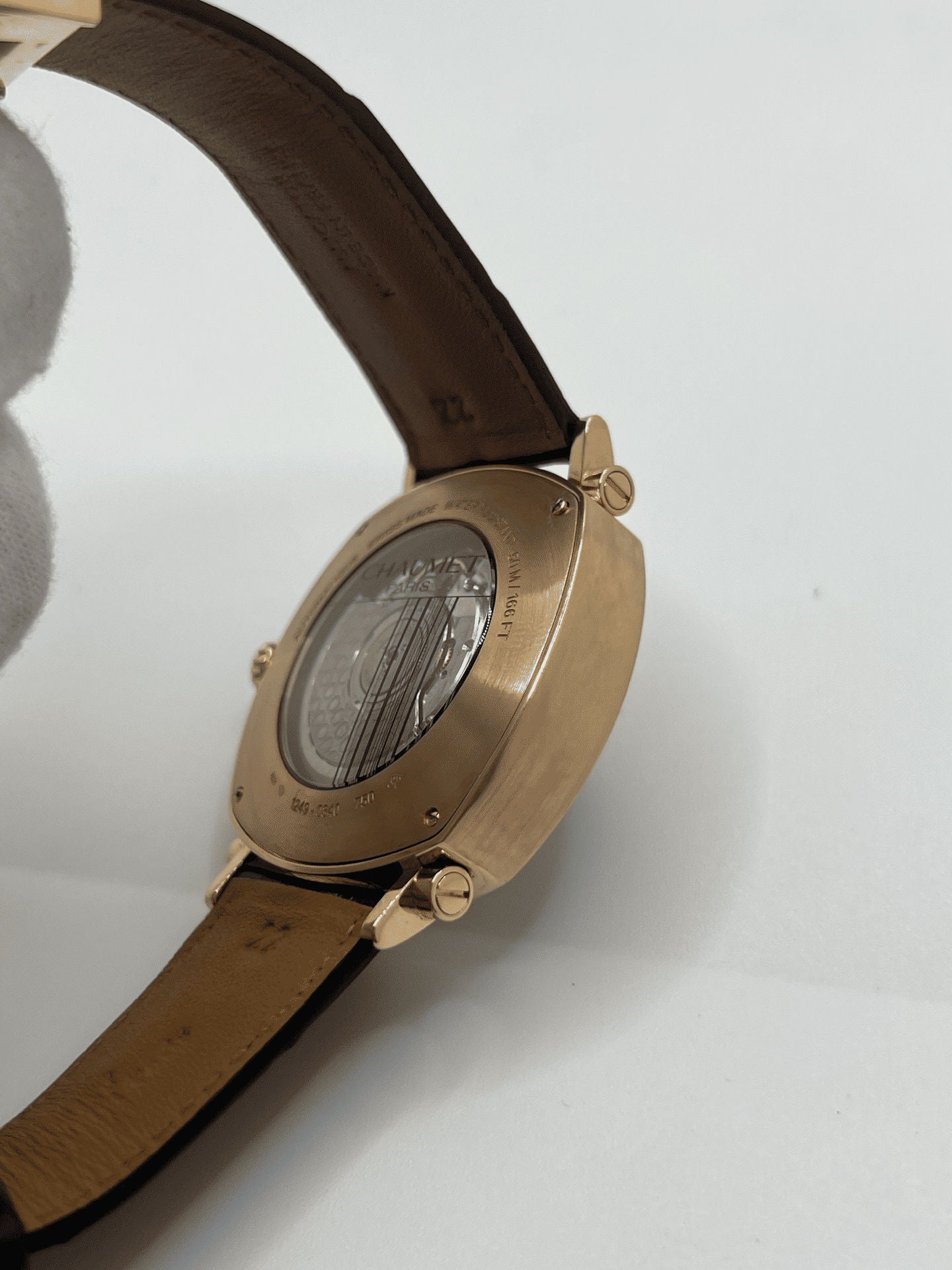Watch CHAUMET "Dandy XL Chronograph" in rose gold and leather
