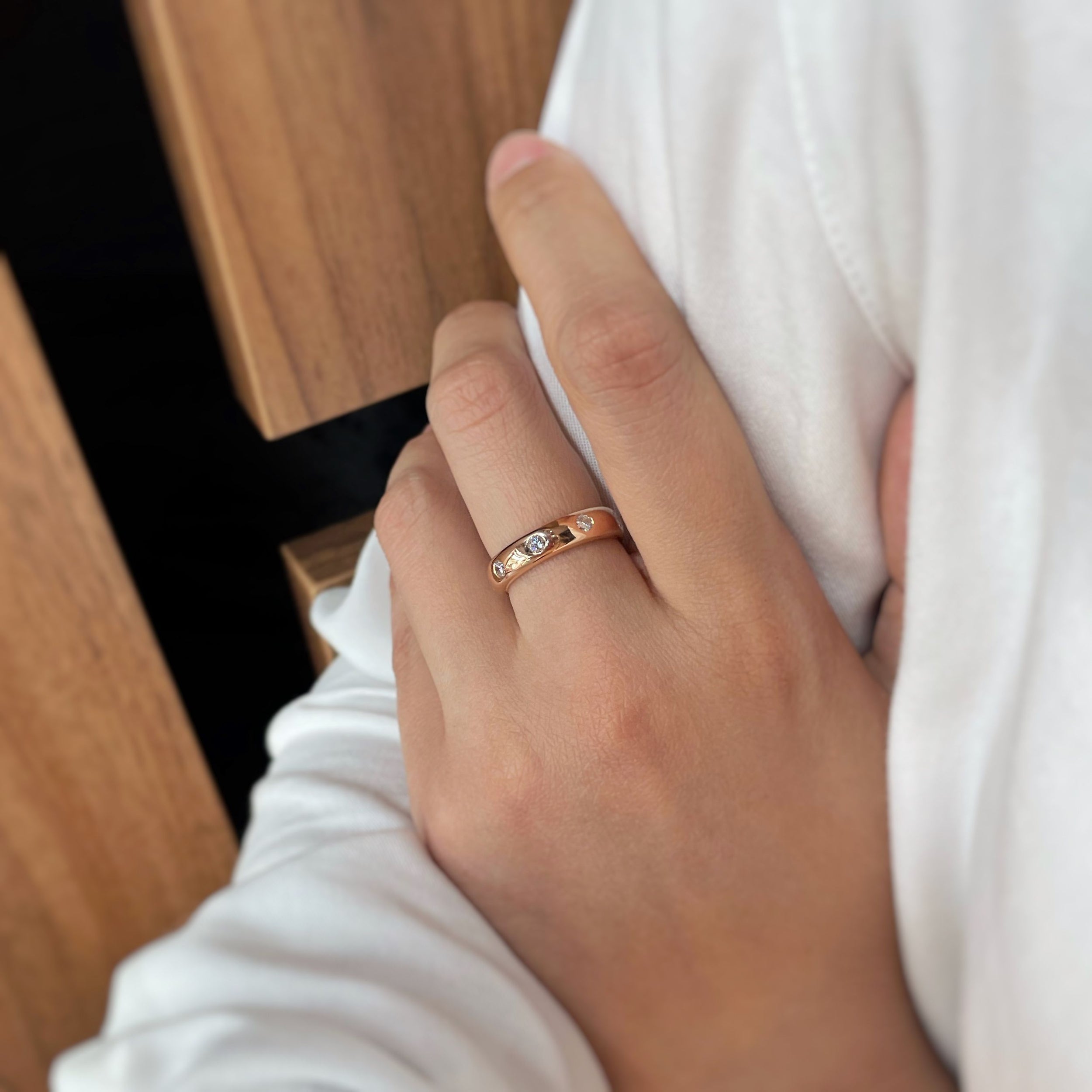 Ring Solitaire in rose gold and diamonds