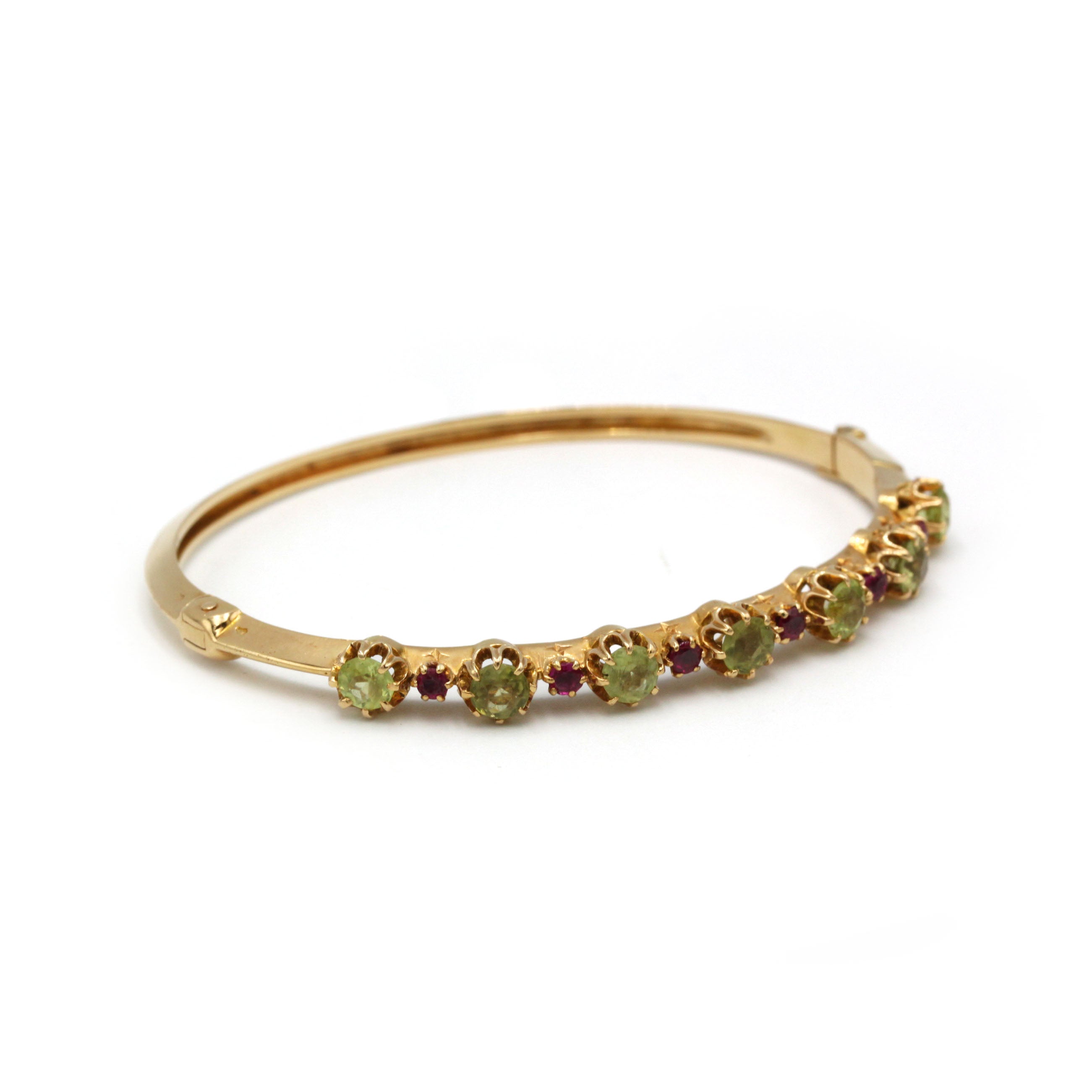 Rigid Bracelet - Gold, Peridots and Rubies