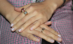 Diamond And Red Stone Tank Ring