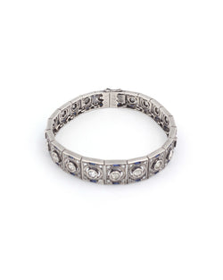 Bracelet Art Deco saphirs et diamants en argent