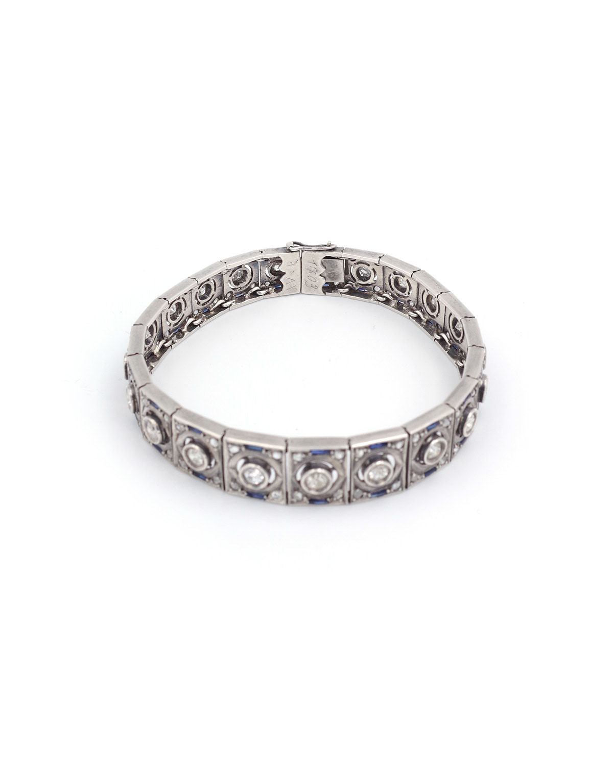 Bracelet Art Deco saphirs et diamants en argent