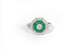 Bague émeraudes diamants en or