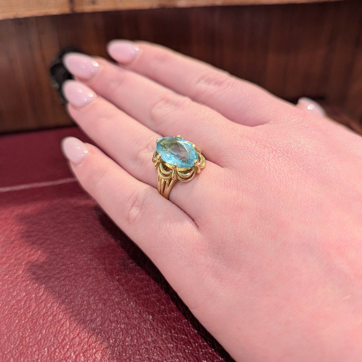 Yellow Gold and Aquamarine Ring