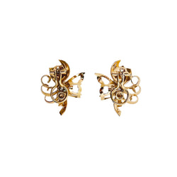 Boucles d'oreilles clips fleur diamants en or jaune et platine