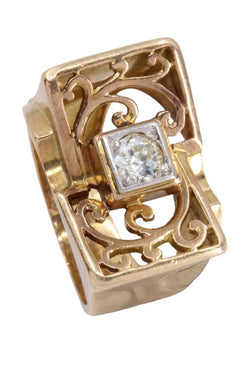 Bague Tank diamant en or jaune