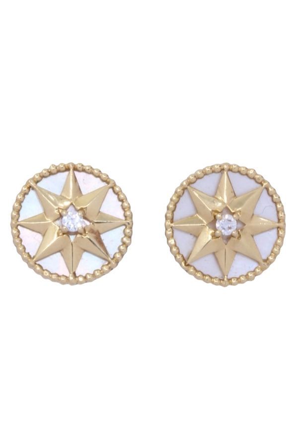 Boucles d'oreilles DIOR Rose des vents en or jaune et diamants