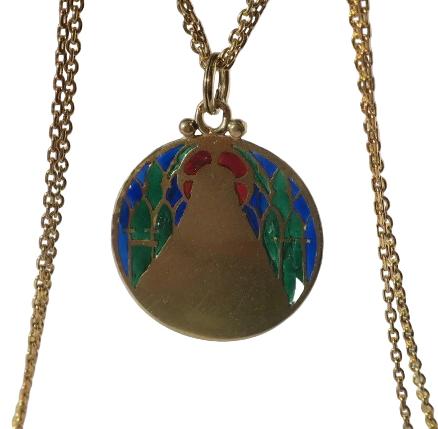 Pendentif BECKER en or jaune et émail