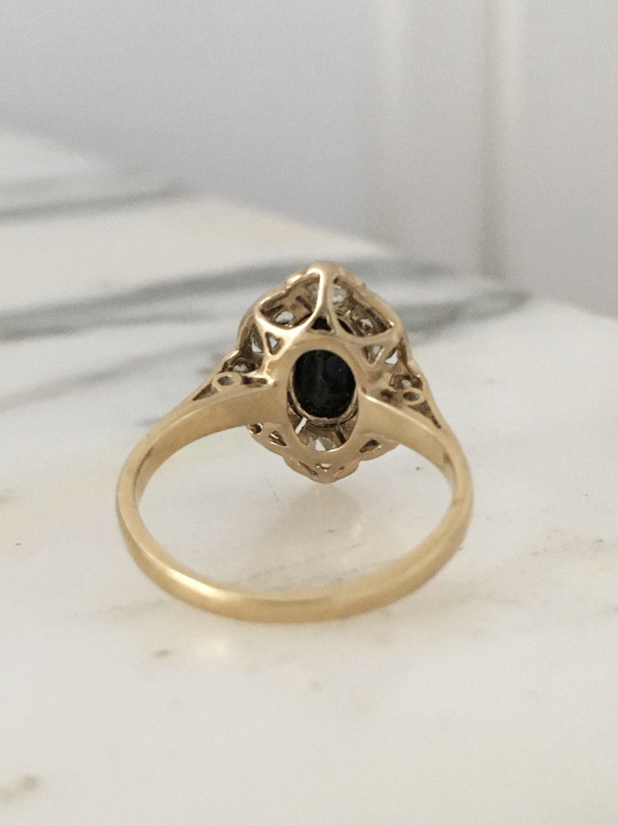 Belle Époque ring in 18K yellow gold and platinum