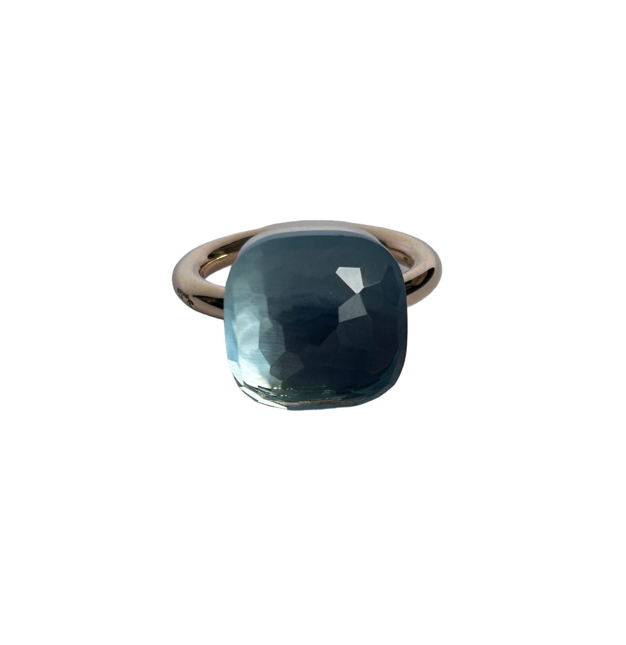 Bague POMELLATO Nudo Assoluto en or rose et topaze bleue (Taille 54)