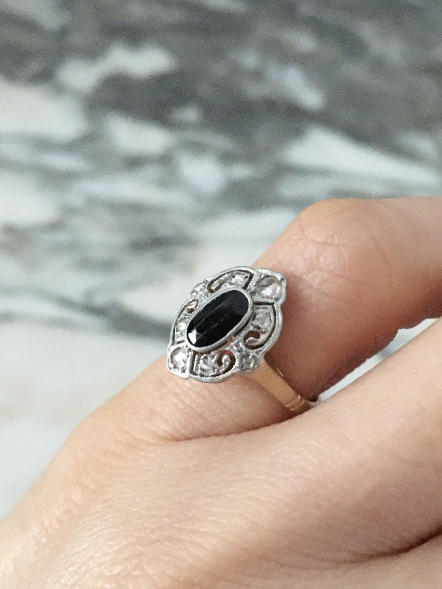 Belle Époque ring in 18K yellow gold and platinum