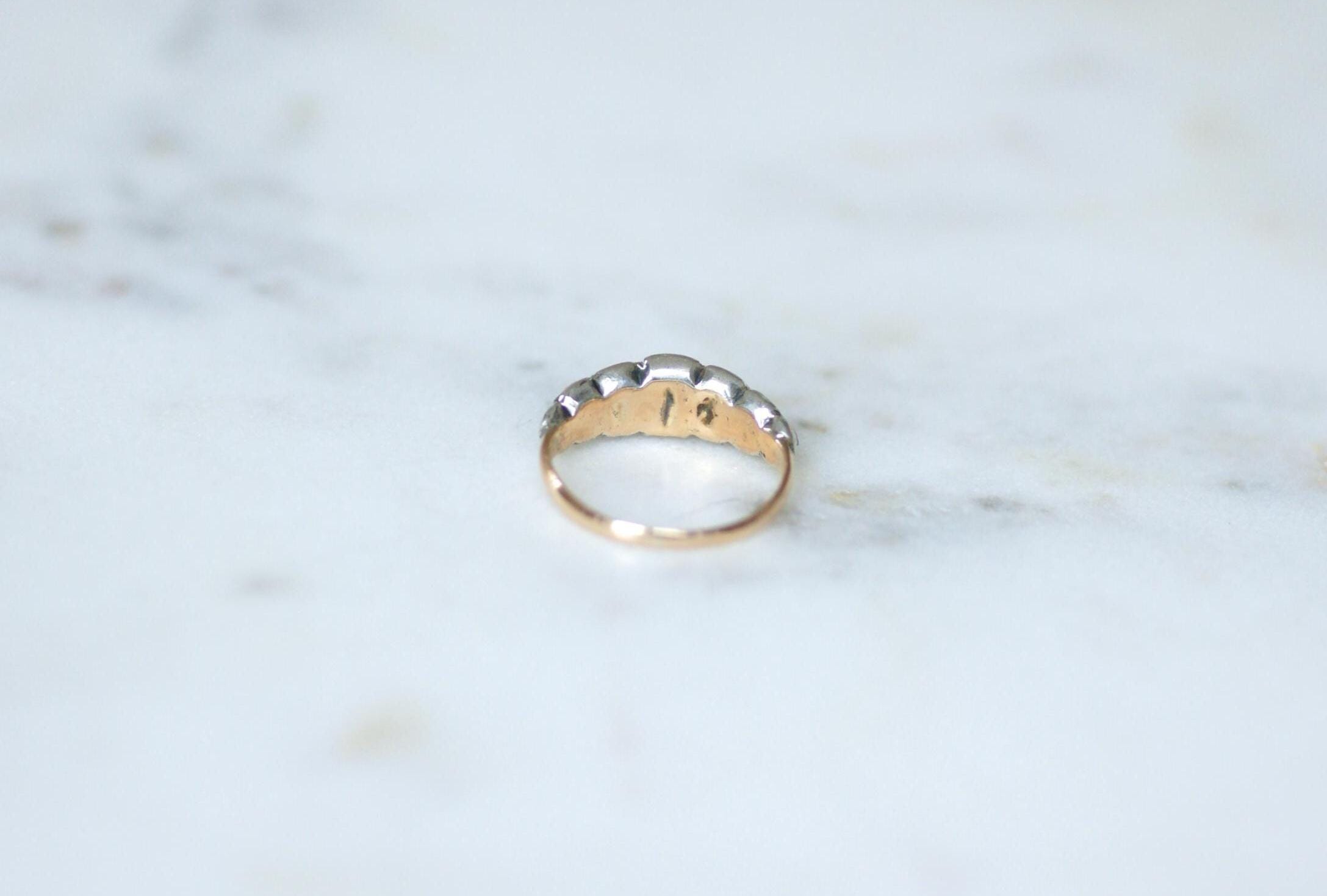 Ring garter in rose gold and silver and diamonds