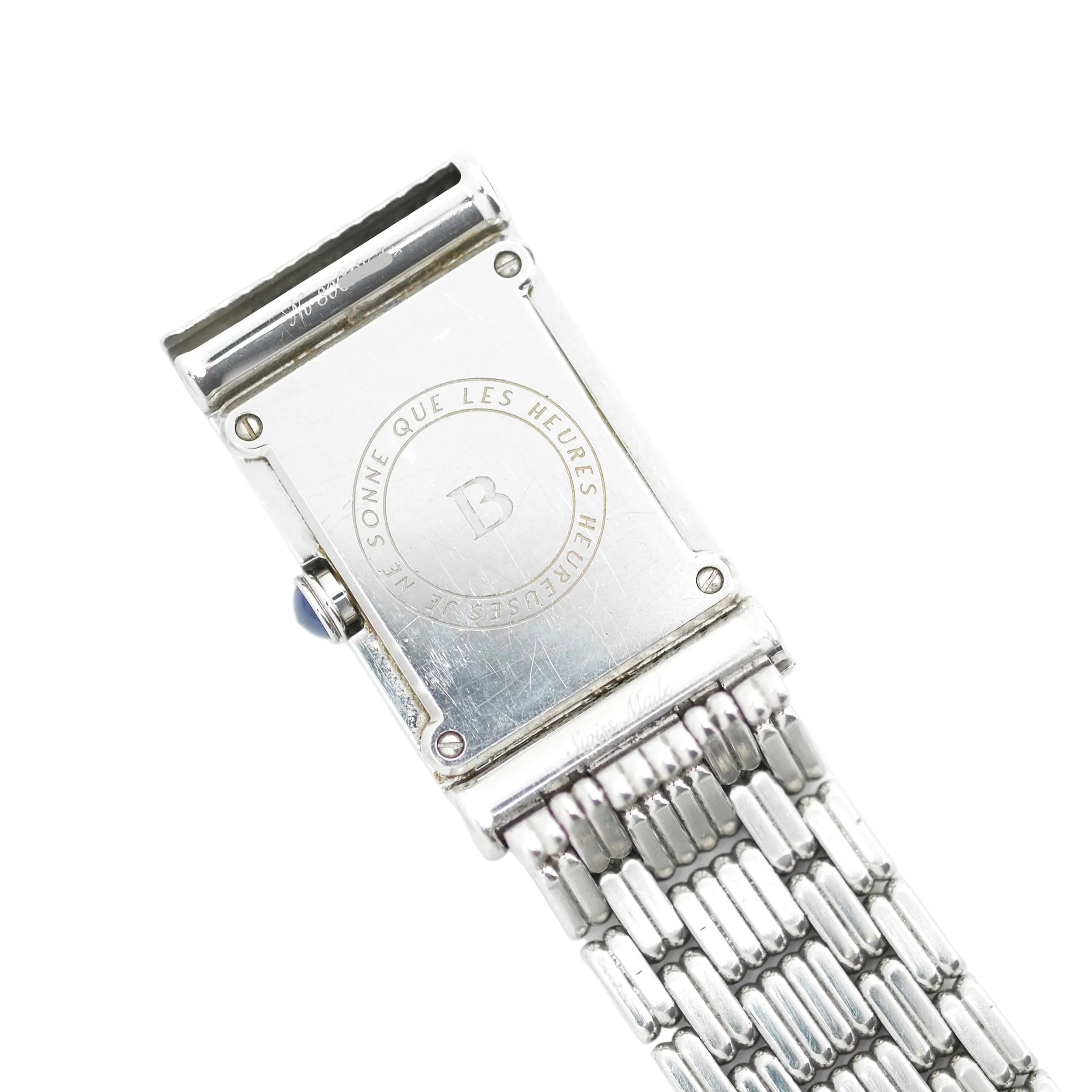 Montre BOUCHERON "Reflet" en acier, cuir et diamants