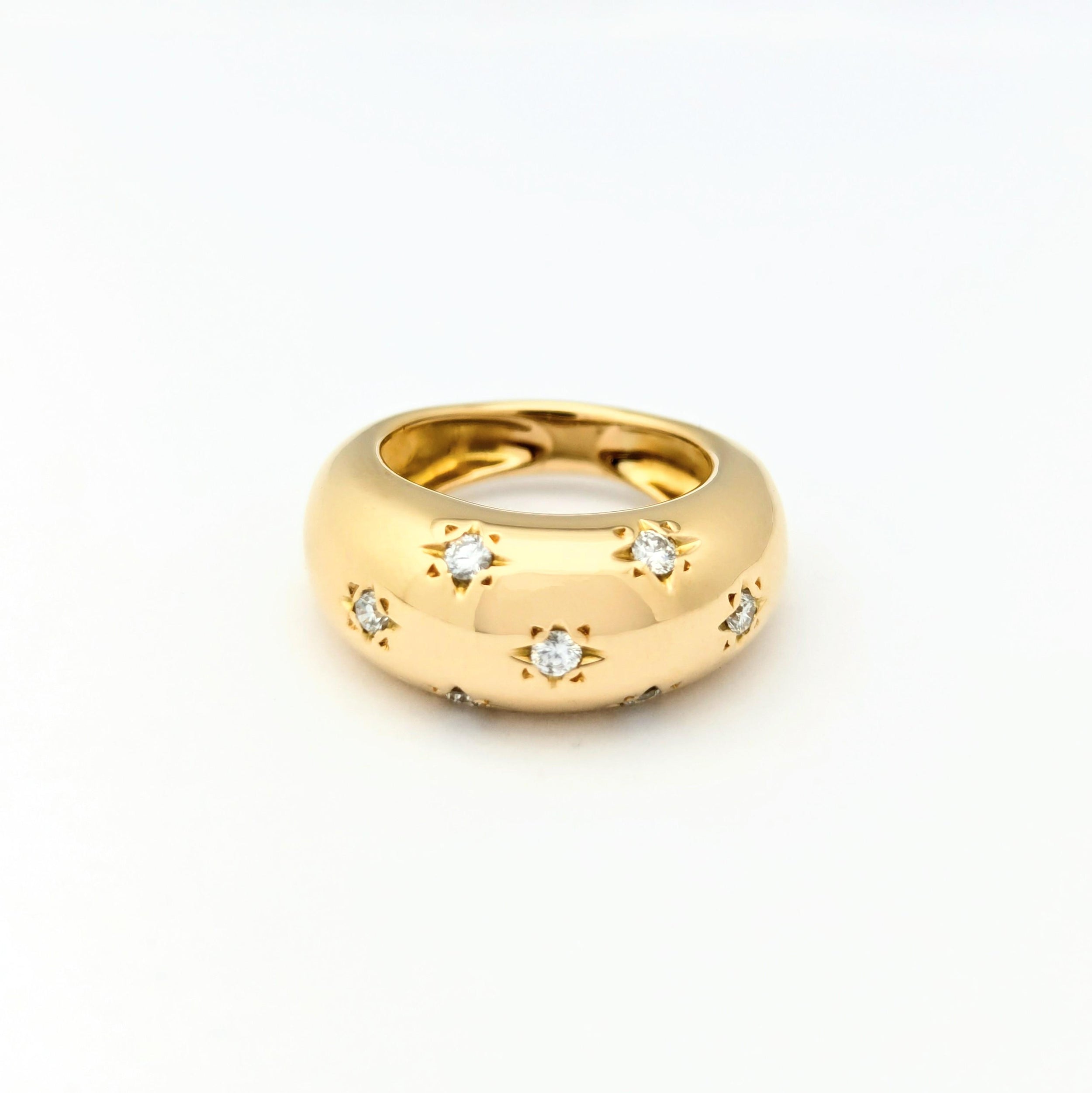 Bague étoiles en or jaune et diamants