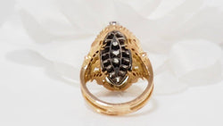 Bague marquise en or jaune et diamants