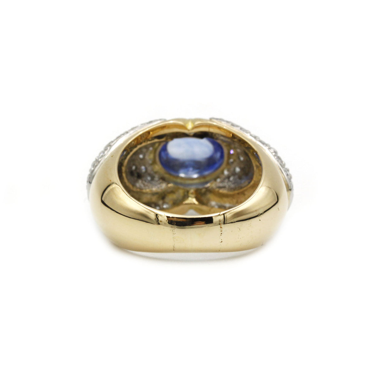 Bague en or jaune, saphir et diamants