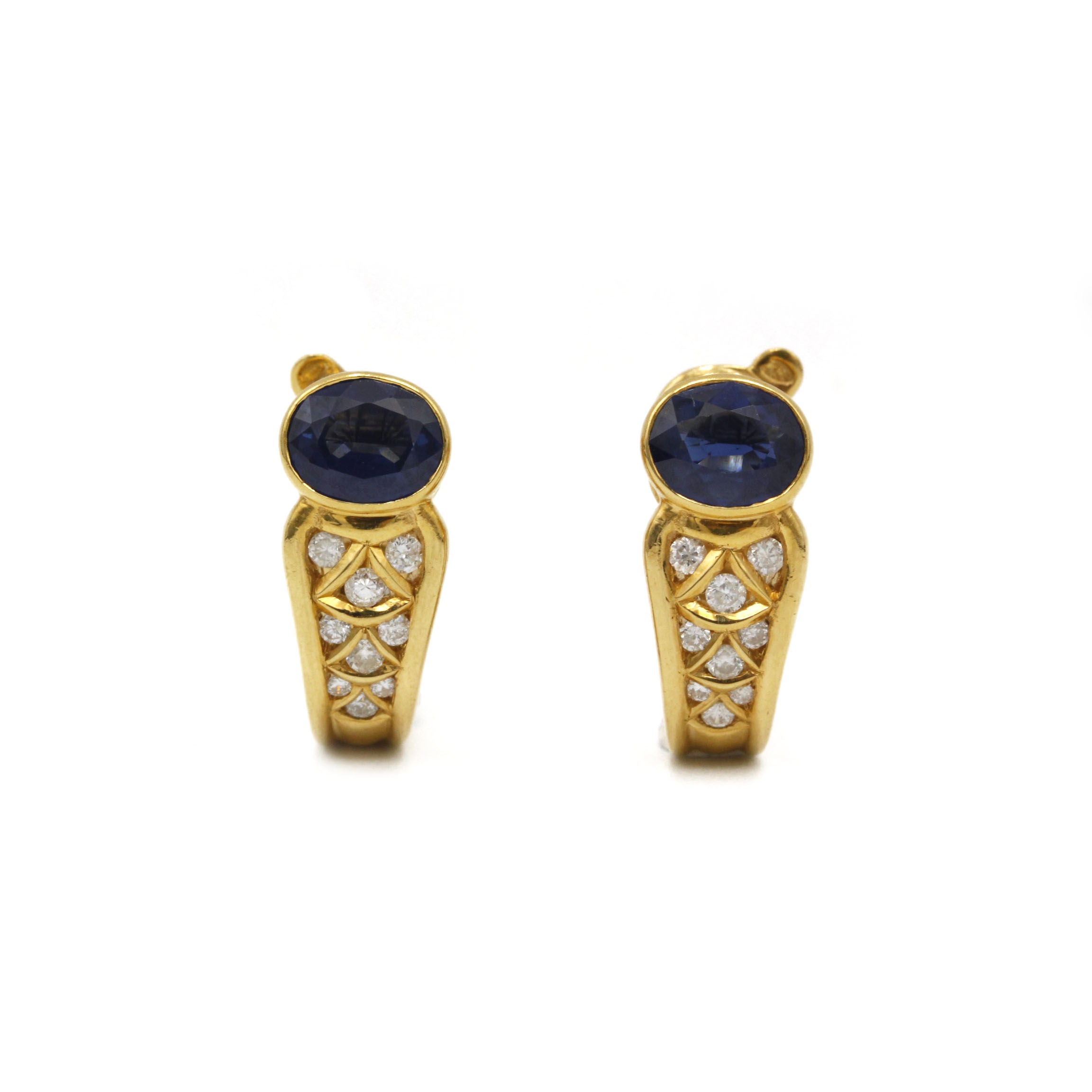 Boucles D'Oreilles - Or, Saphirs Et Diamants