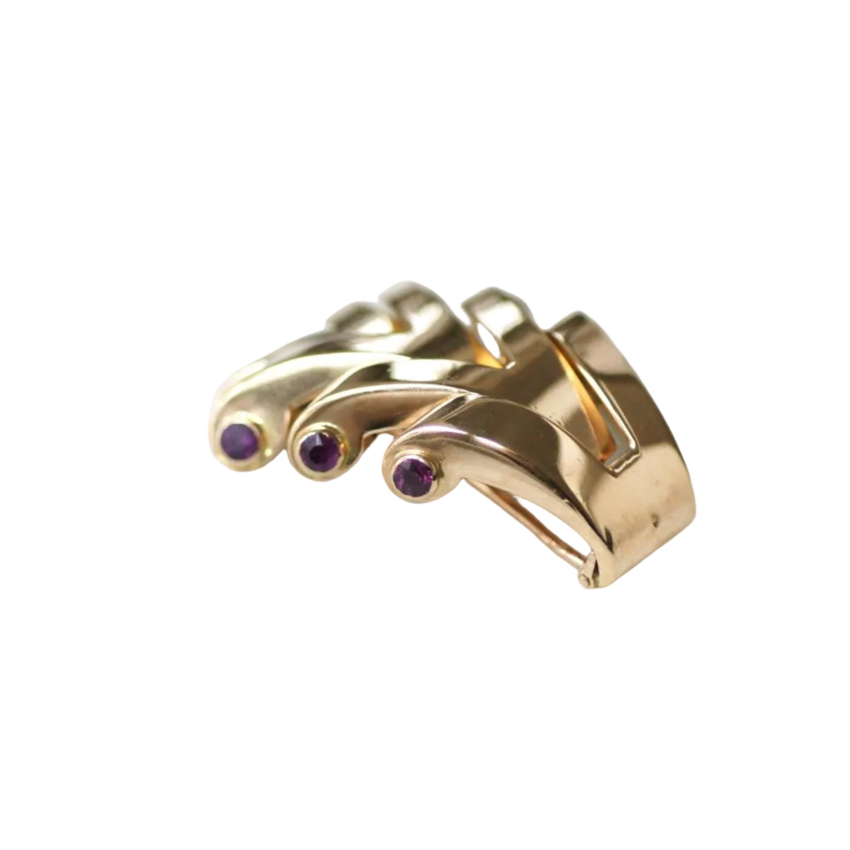 Brooch Clip Boucheron Ruby on Pink Gold 40's