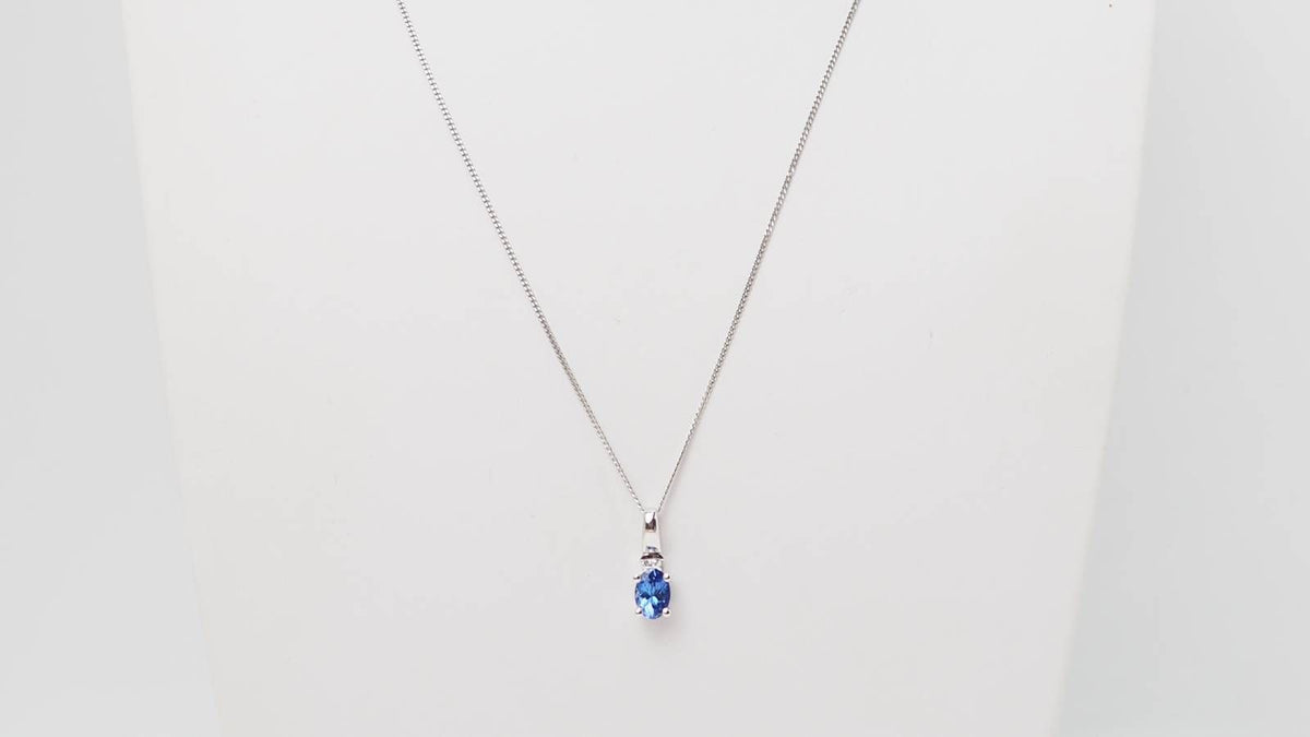 White gold, tanzanite and diamond necklace