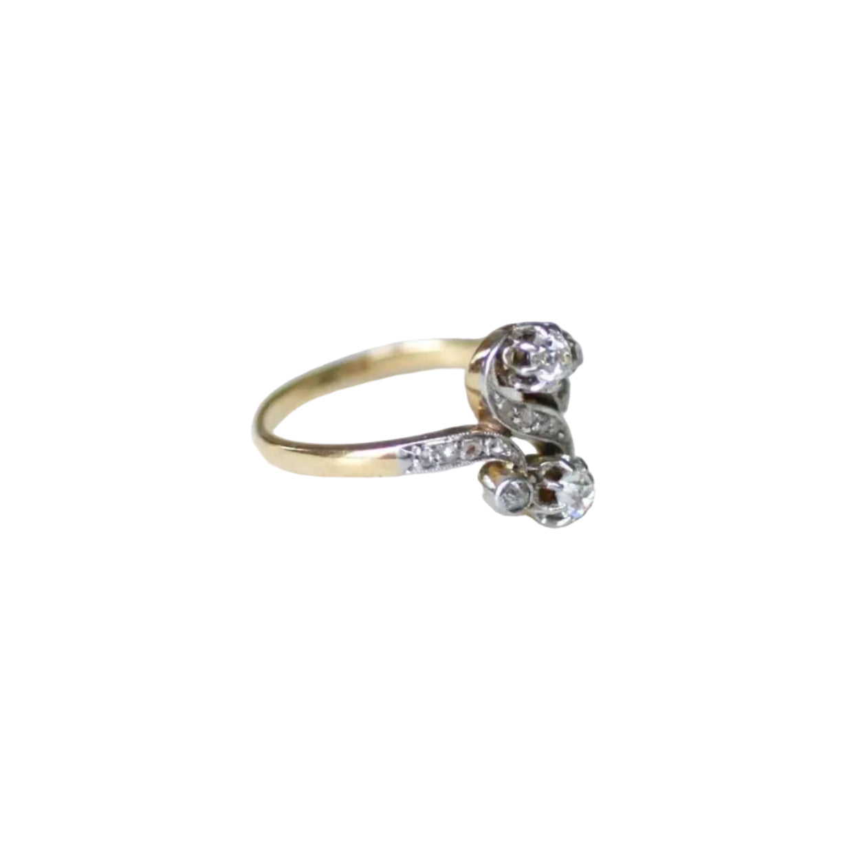 Ring Toi et Moi diamonds 0.55 Ct on Belle Epoque Gold and Platinum