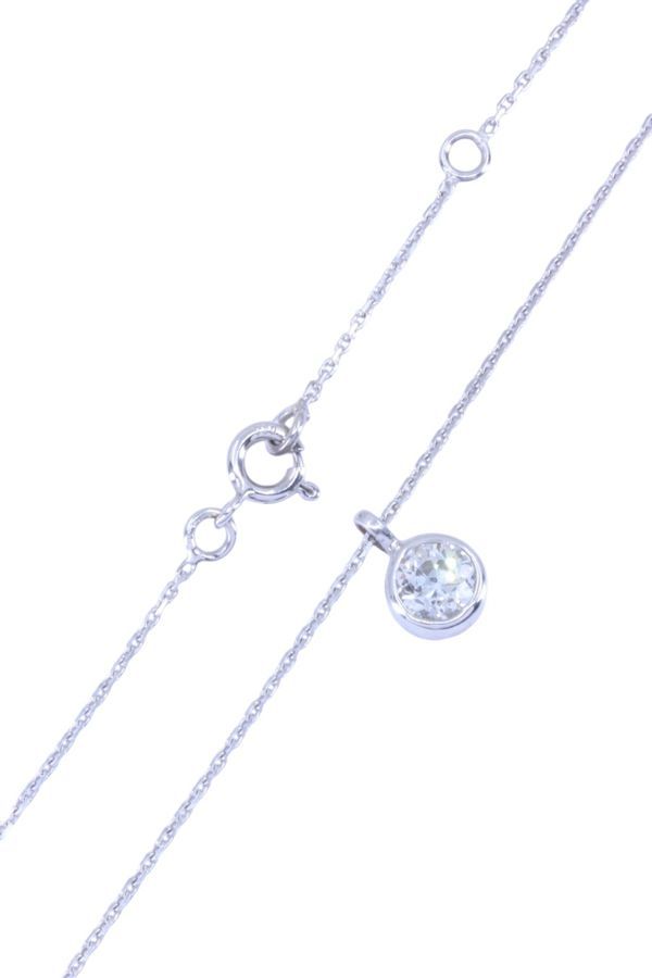 Collier diamant solitaire 0.80 carat en or blanc