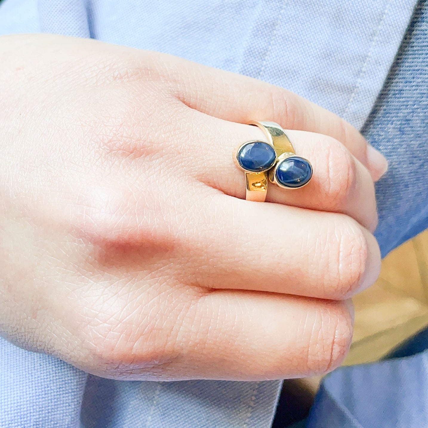 Bague Toi et Moi Saphirs Etoilés