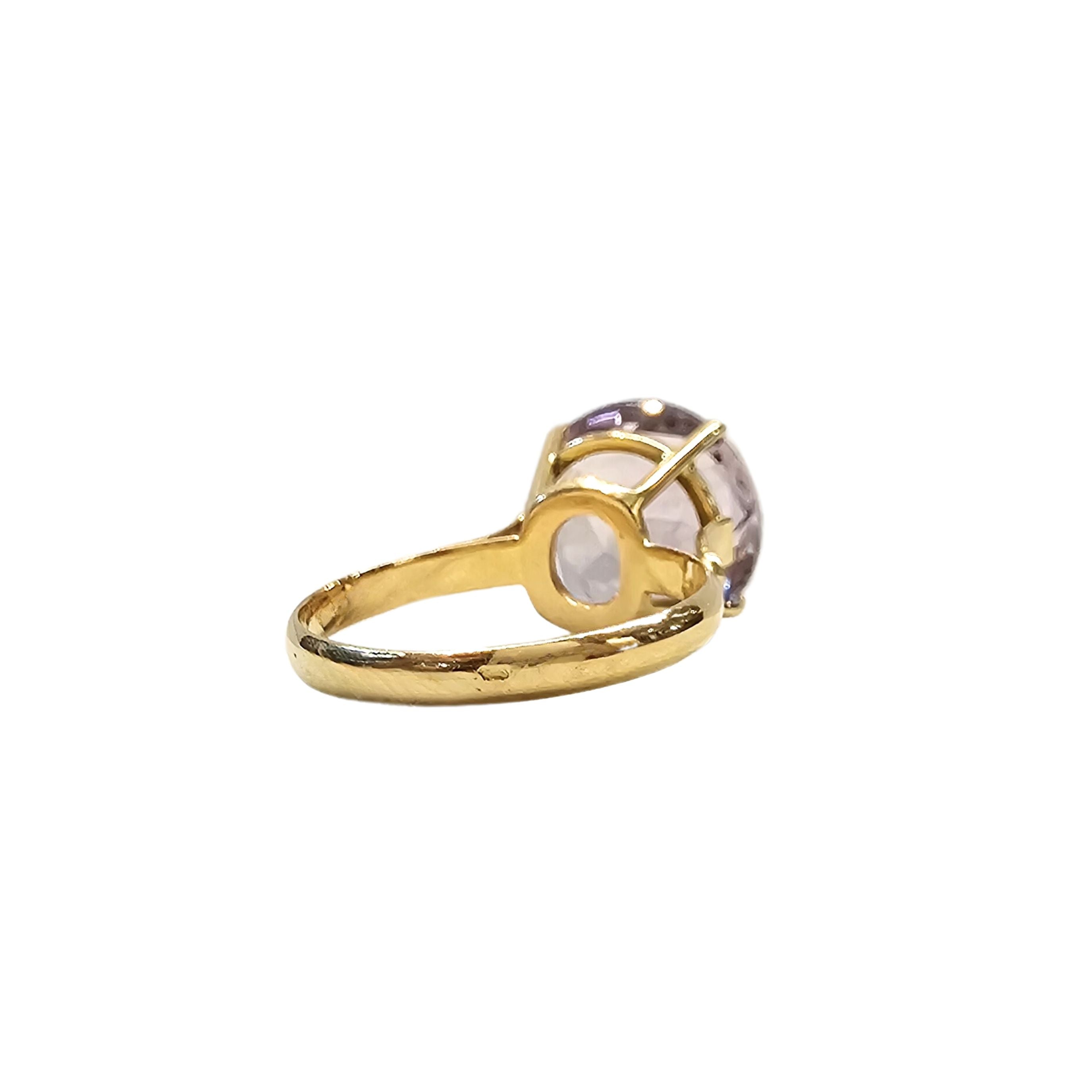 Bague en or jaune 18 carats et amethyste naturelle - Taille EU61