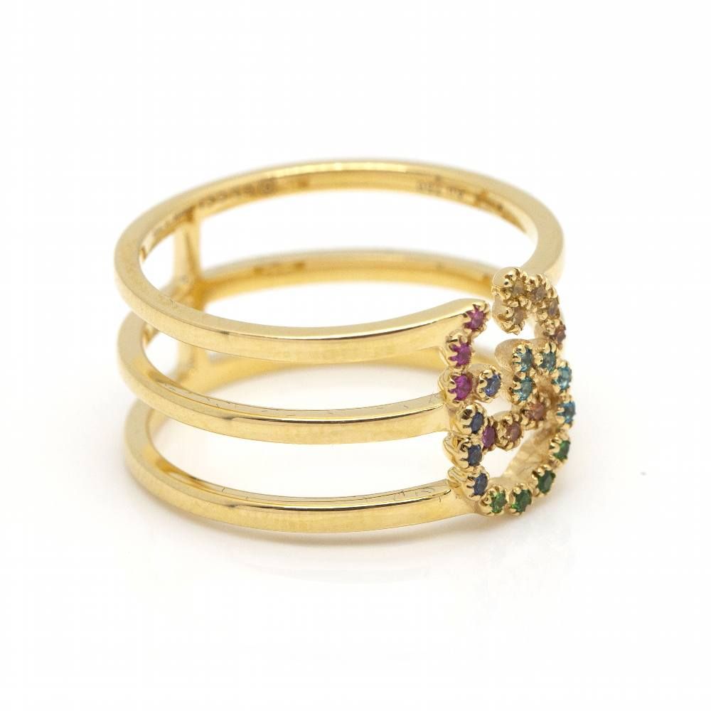 Bague GUCCI en or jaune avec saphirs d'occasion