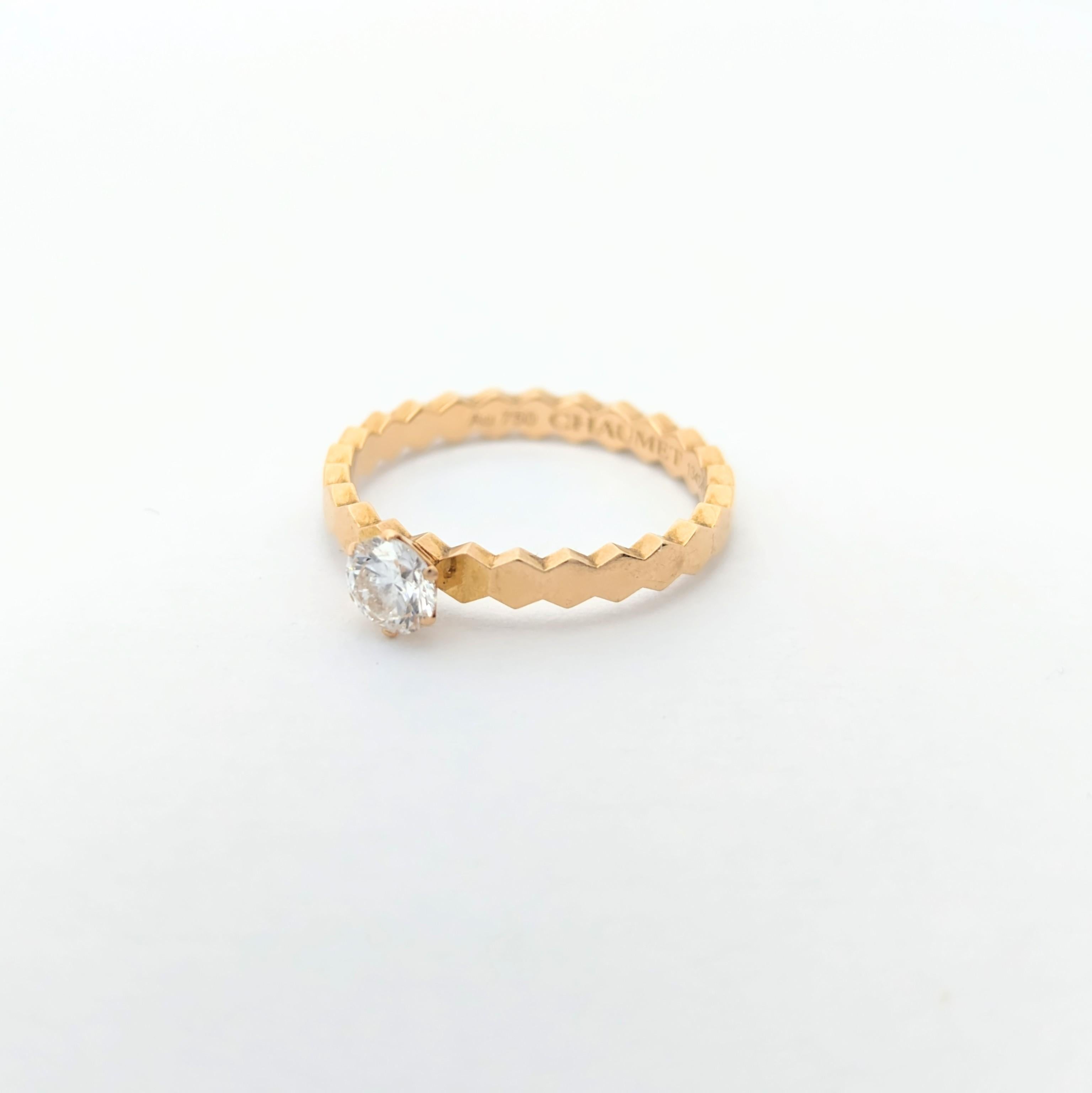 Solitaire Chaumet or rose et diamant