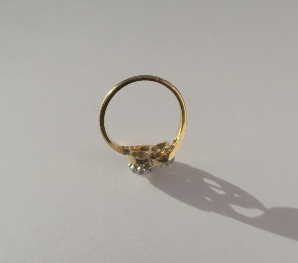 Ring You and Me diamonds, Yellow gold and paltinium circa 1900