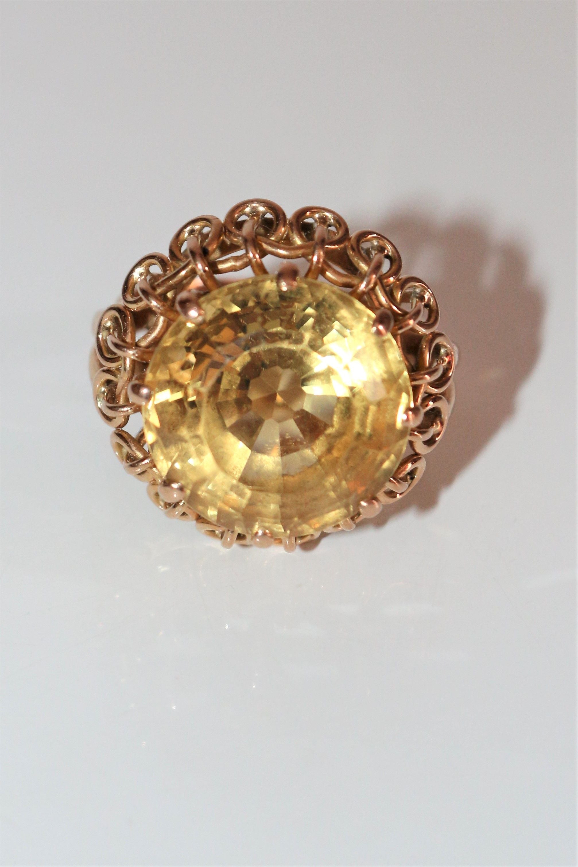 Bague Cocktail Citrine Or Jaune