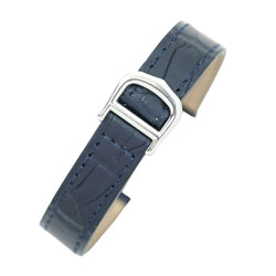 Montre CARTIER "Vendôme Must" en argent, cuir, quartz et saphir