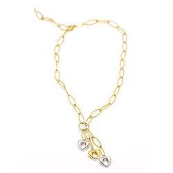 Necklace in two-tone gold with hearts