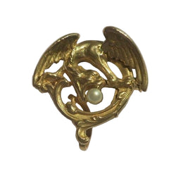 Broche XIXe Chimère en or jaune et perle