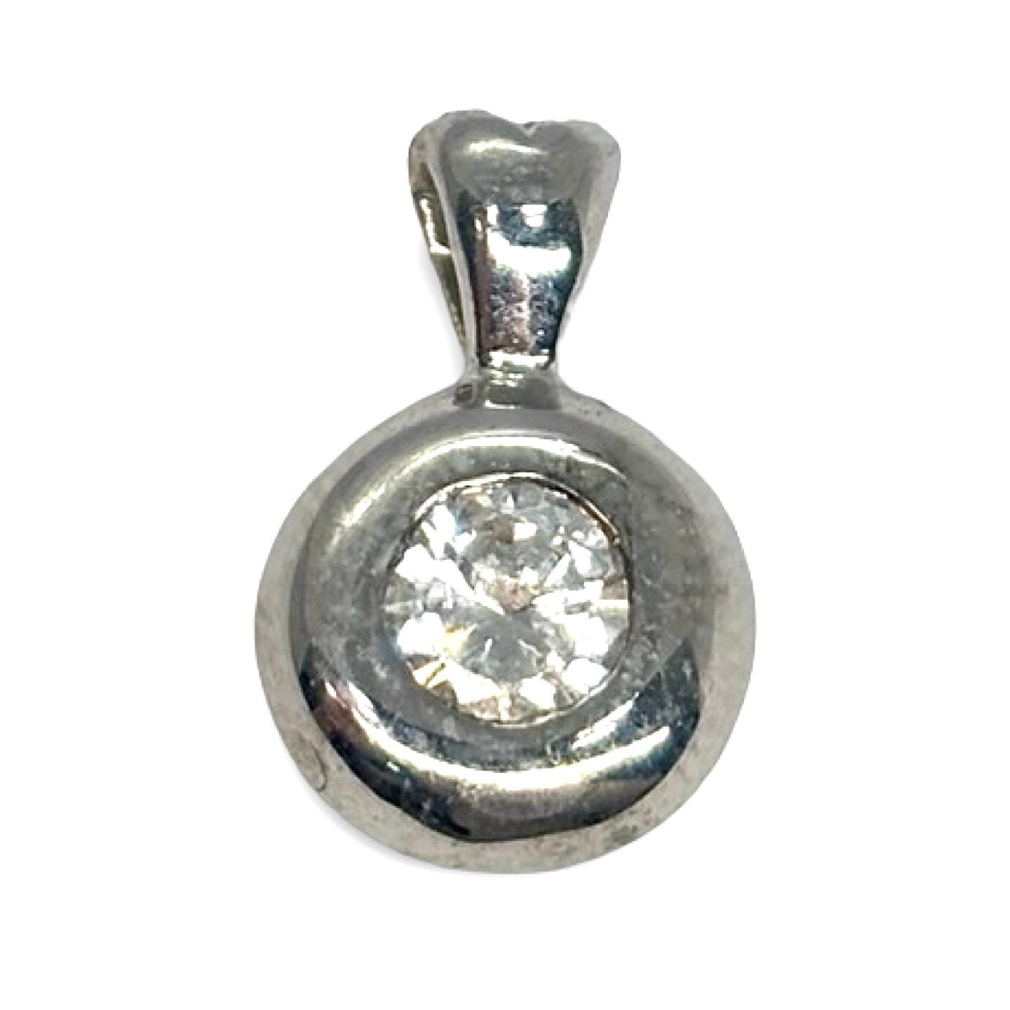 Pendentif or blanc et diamant