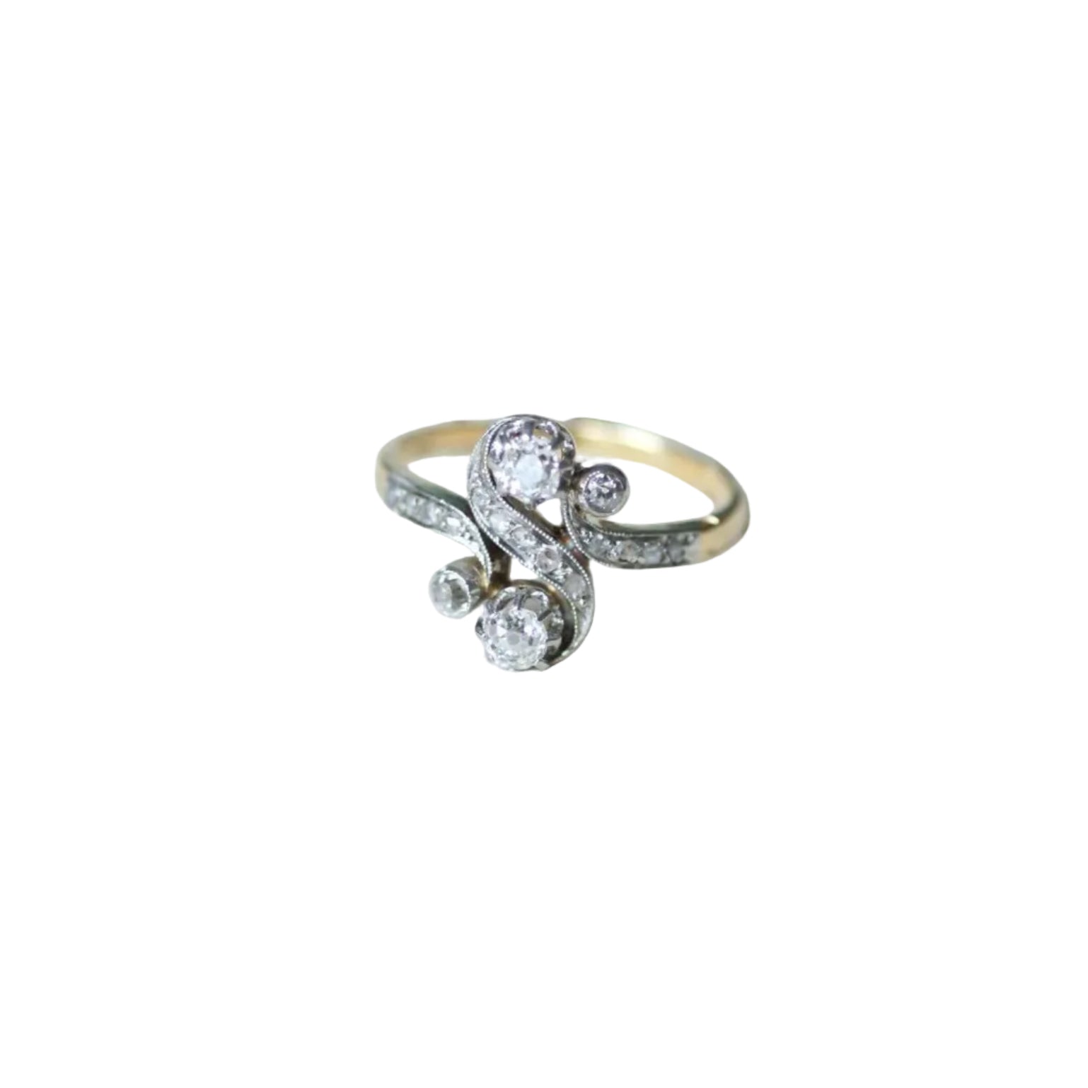 Ring Toi et Moi diamonds 0.55 Ct on Belle Epoque Gold and Platinum