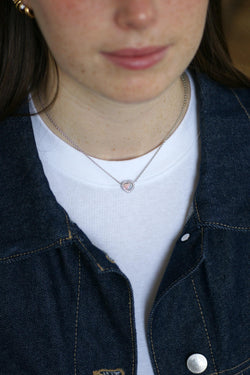 Collier DIOR Happy Birth coeur en or blanc et opale