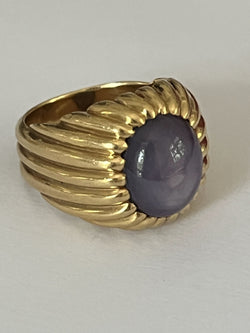 Ring Godronnée in yellow gold star sapphire