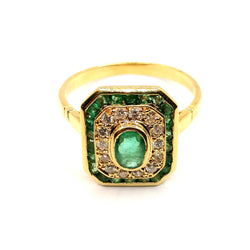 Bague vintage émeraudes diamants