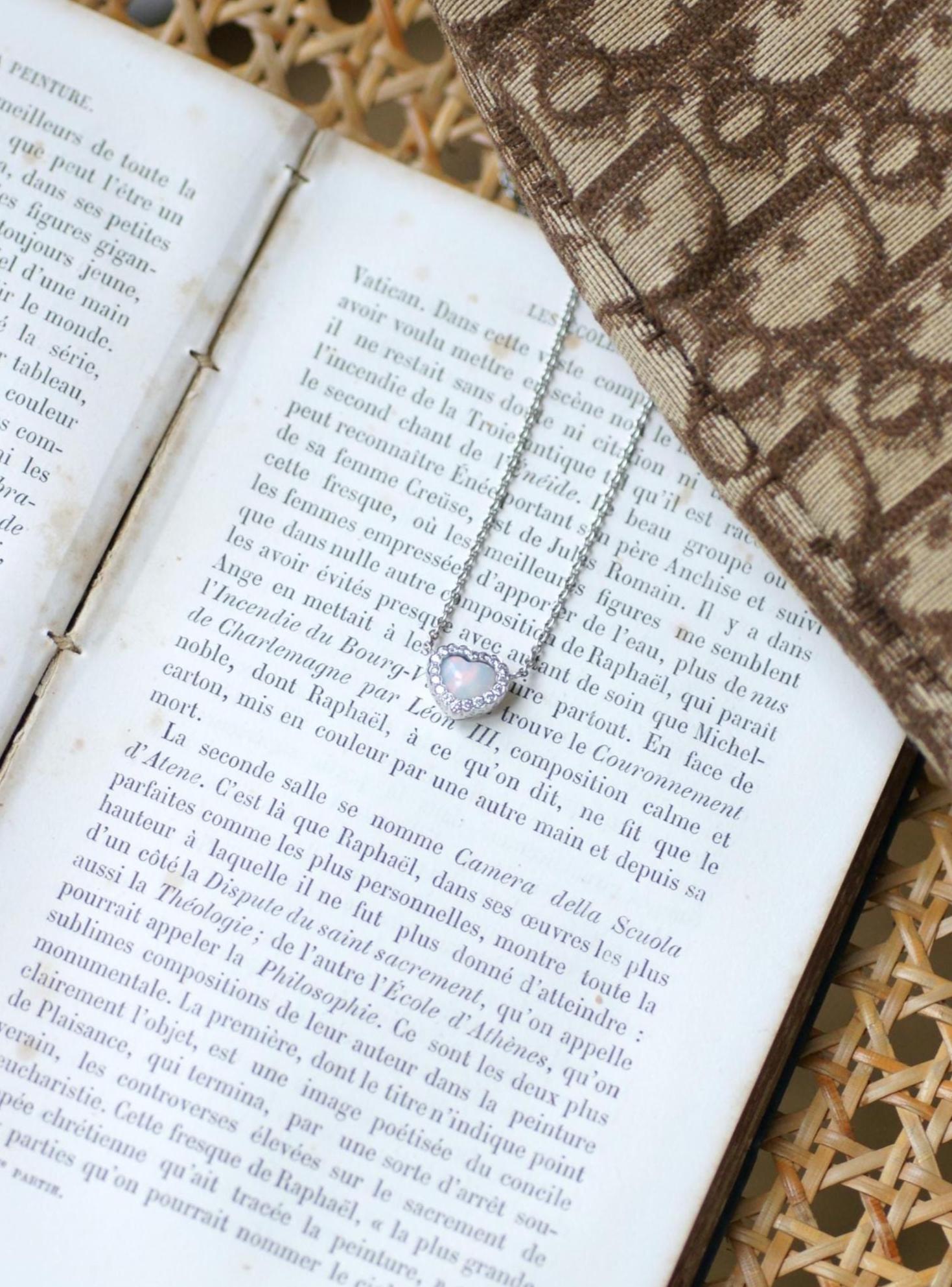 Necklace Dior Happy Birth Coeur Opale and diamonds on White Gold