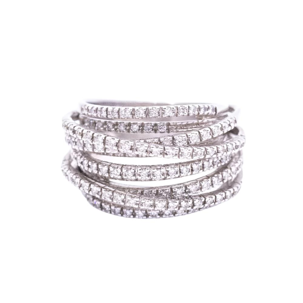 Bague bandeau en or blanc et diamants