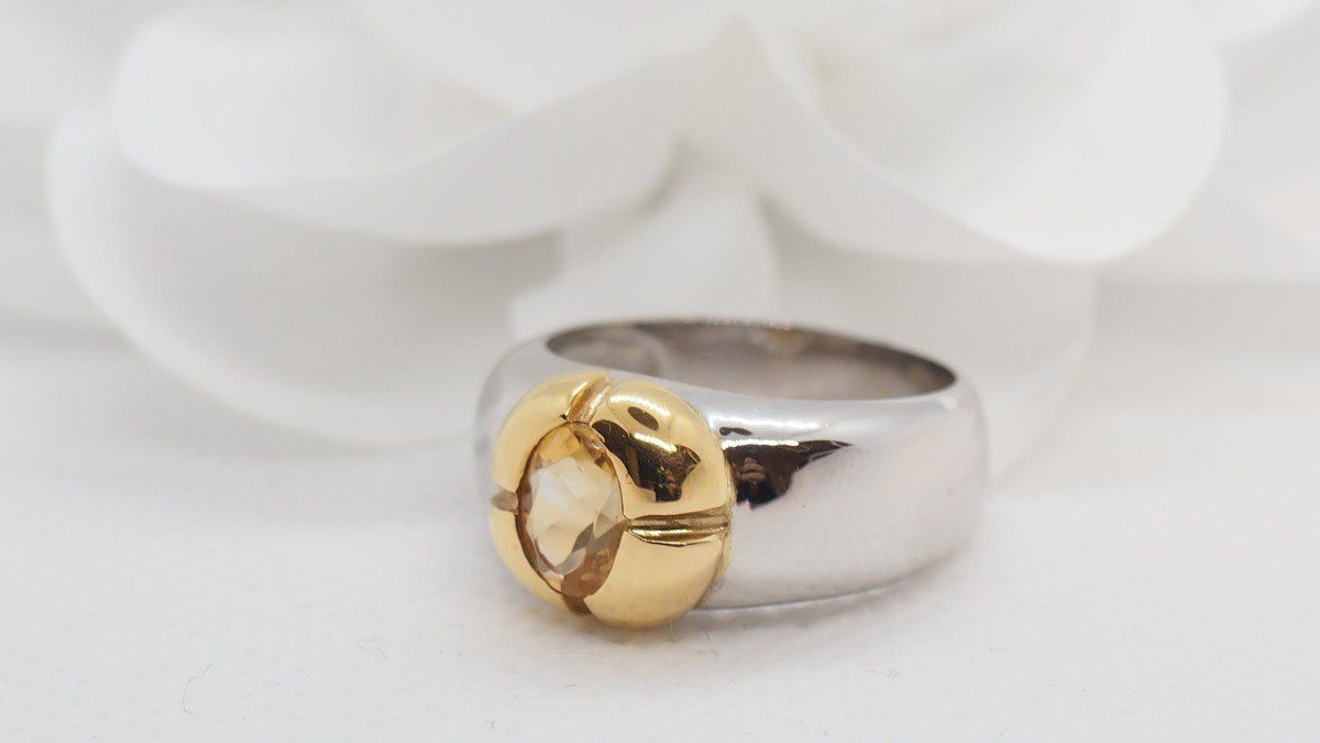 Two-Tone Gold And Citrine Ring 