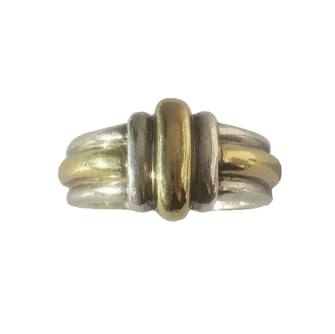 Bague CHRISTOFLE Jonc godrons en or jaune et argent