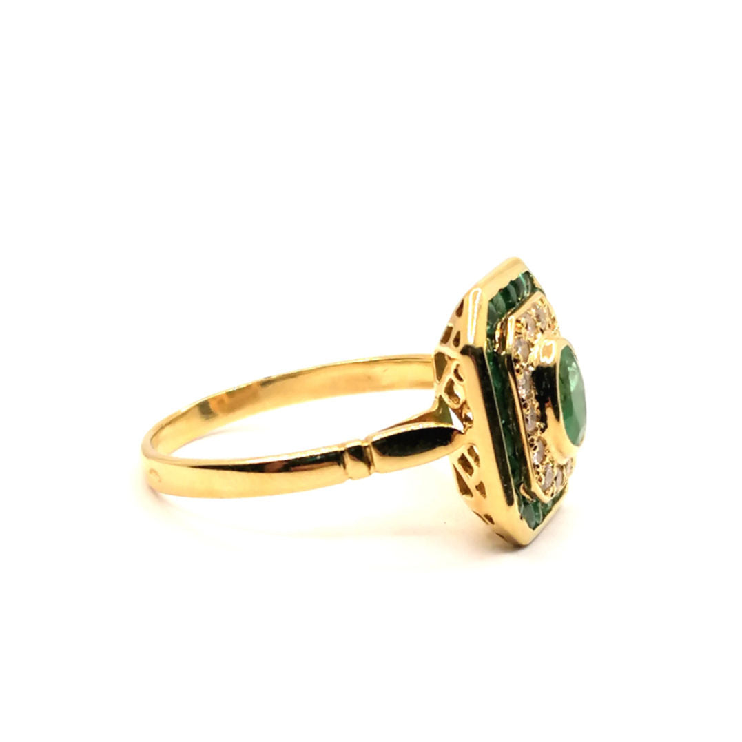 Bague vintage émeraudes diamants