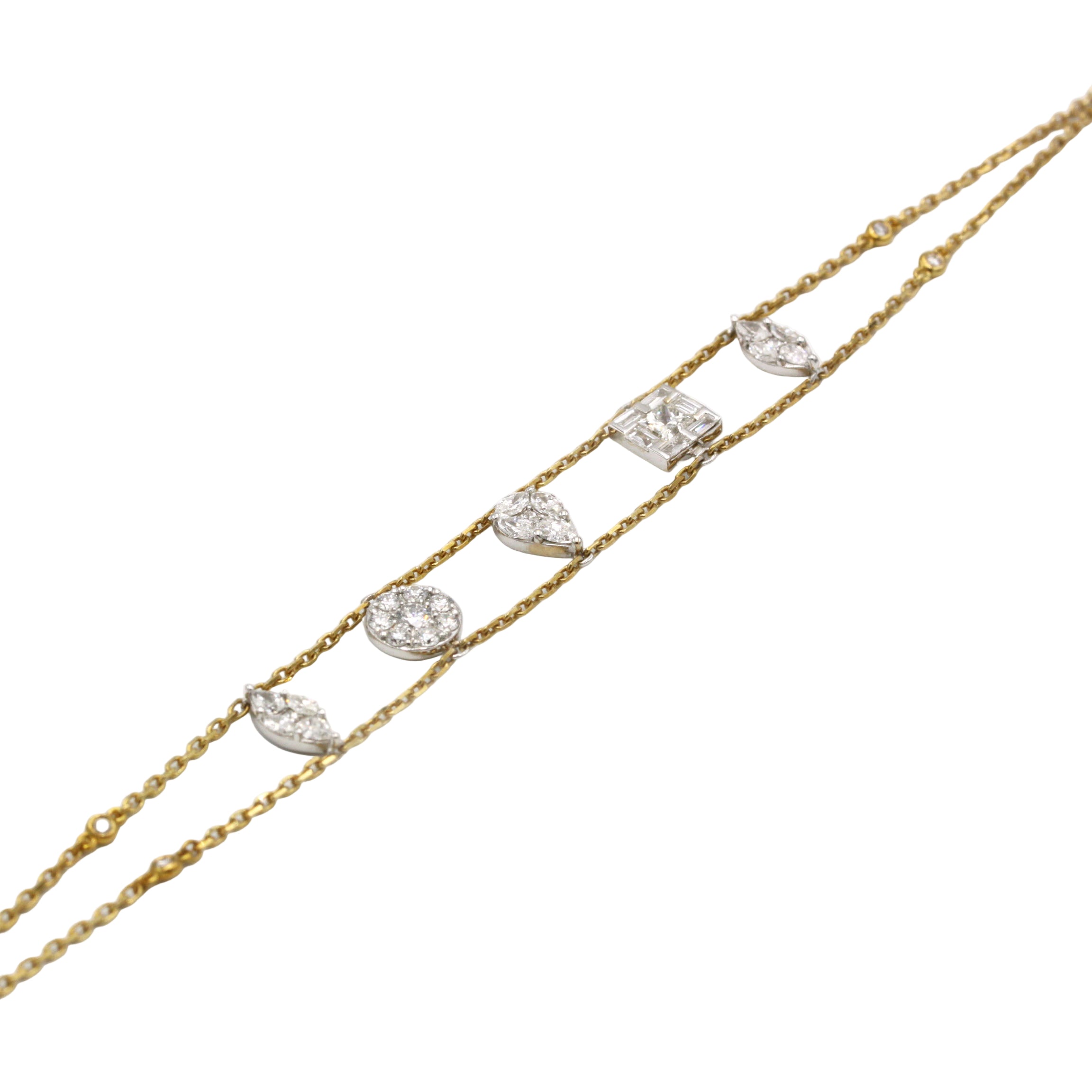 Bracelet Souple DJULA Pampilles en or jaune, or blanc et diamants