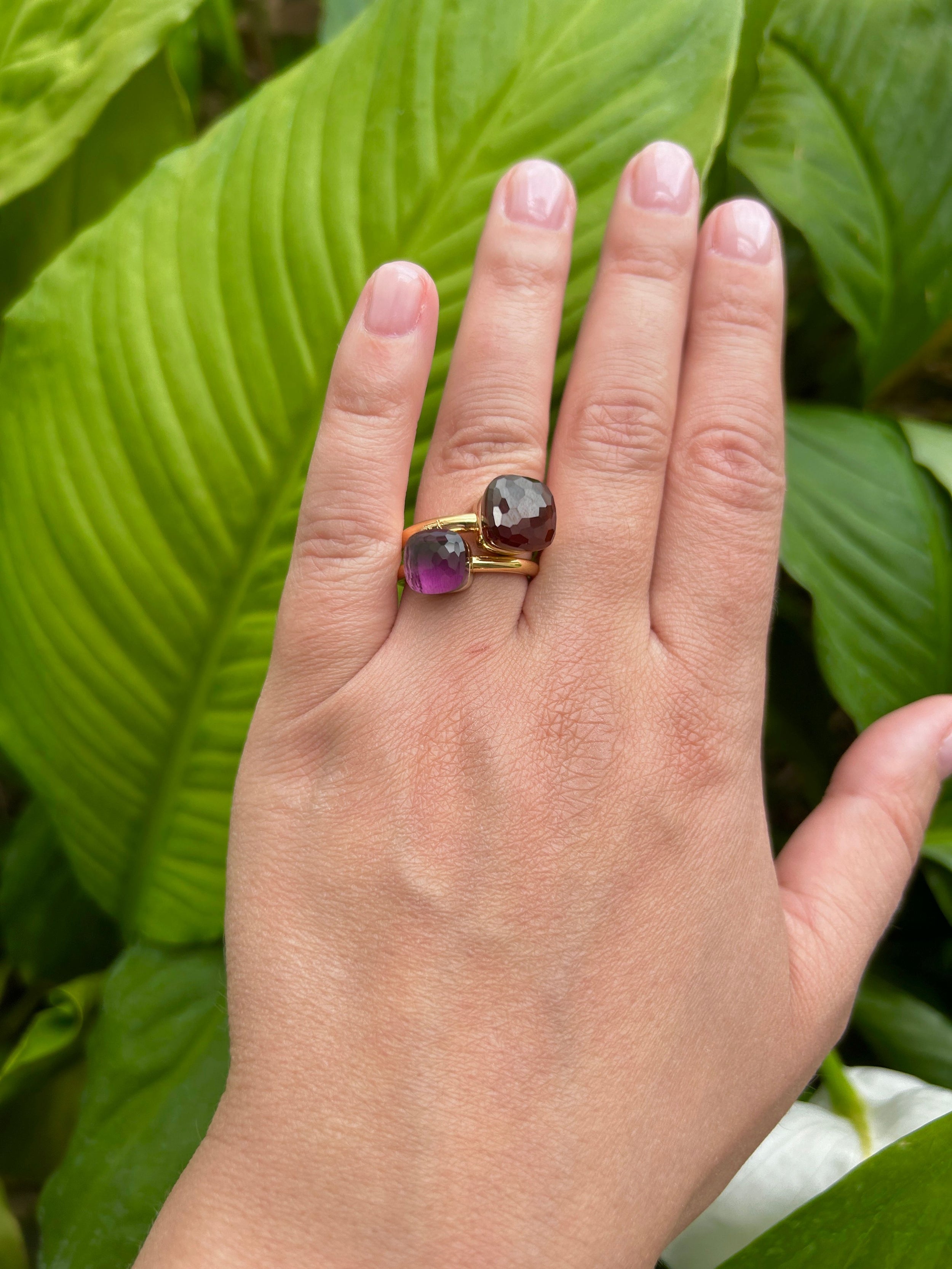 Bague POMELLATO Nudo petit modèle en or rose et améthyste (Taille 53)