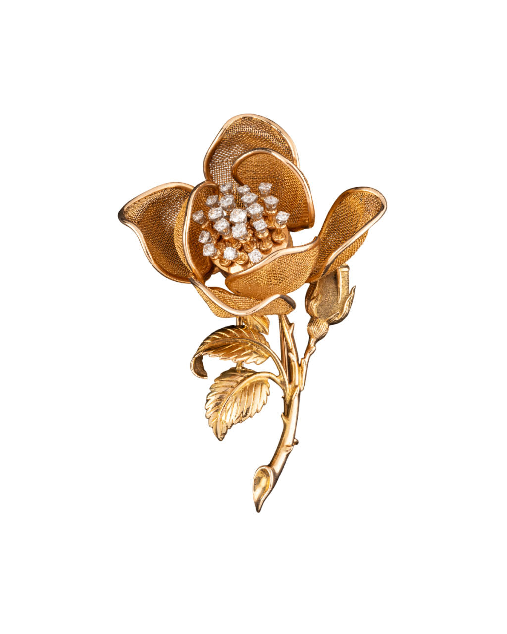 Broche Fleur en or et diamants